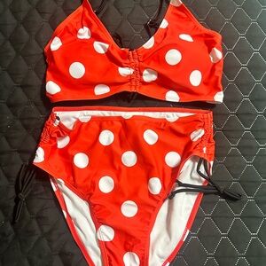 Red Polka Dot Bikini Swim Set